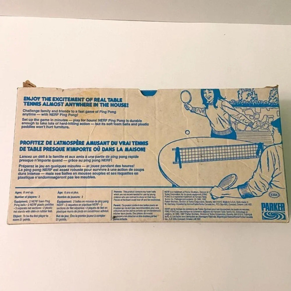 Vintage 1987 Nerf Ping Pong Table Tennis With Instructions and Original Box - Picture 3 of 12